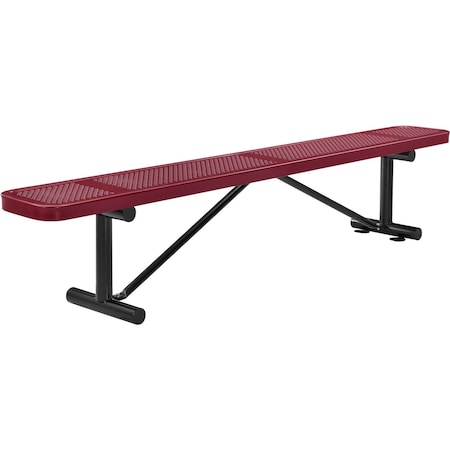 Global Industrial 96 Perforated Metal Outdoor Flat Bench, Red 262076RD